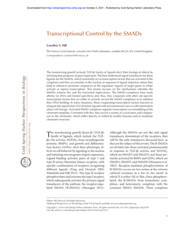 Transcriptional Control by the Smads