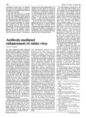 Antibody-Mediated Enhancement of Rabies Virus