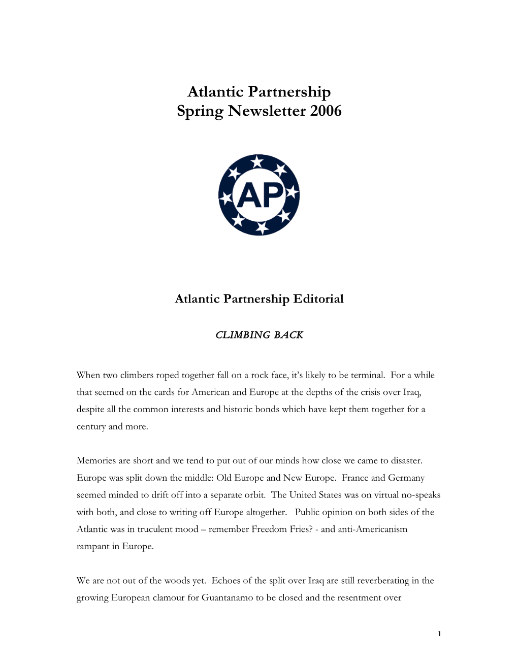 Atlantic Partnership Spring Newsletter 2006