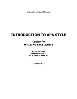 Introduction to Apa Style