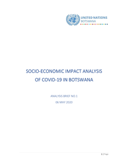 Botswana Socio-Economic Analysis of the Impact of COVID-19 Brief 1