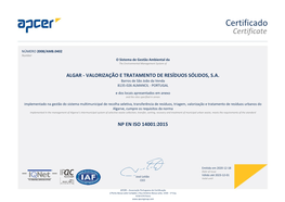 Certificado Certificate
