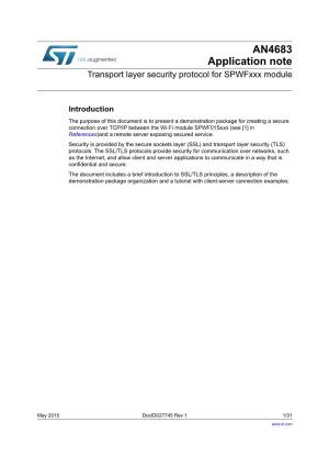 Transport Layer Security Protocol for Spwfxxx Module