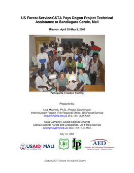 US Forest Service/GSTA Pays Dogon Project Technical Assistance to Bandiagara Cercle, Mali