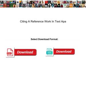 Citing a Reference Work in Text Apa