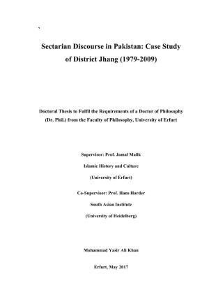 Sectarian Discourse in Pakistan: Case Study of District Jhang (1979-2009)