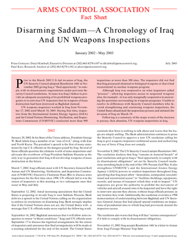 Disarming Saddam—A Chronology of Iraq and UN Weapons Inspections