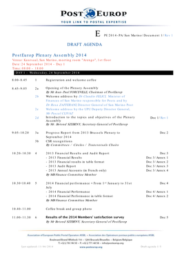 DRAFT AGENDA Posteurop Plenary Assembly 2014