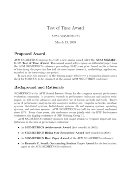 Test of Time Award