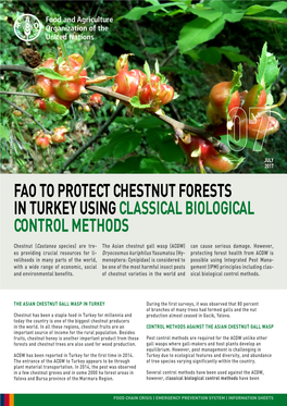 Fao to Protect Chestnut Forests in Turkey Using Classical Biological Control Methods