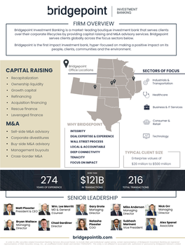 Firm Overview Capital Raising M&A Senior Leadership