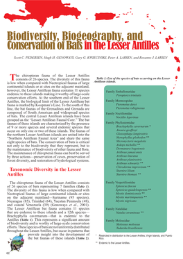 Biodiversity, Biogeography, and Conservation of Bats in the Lesser Antilles