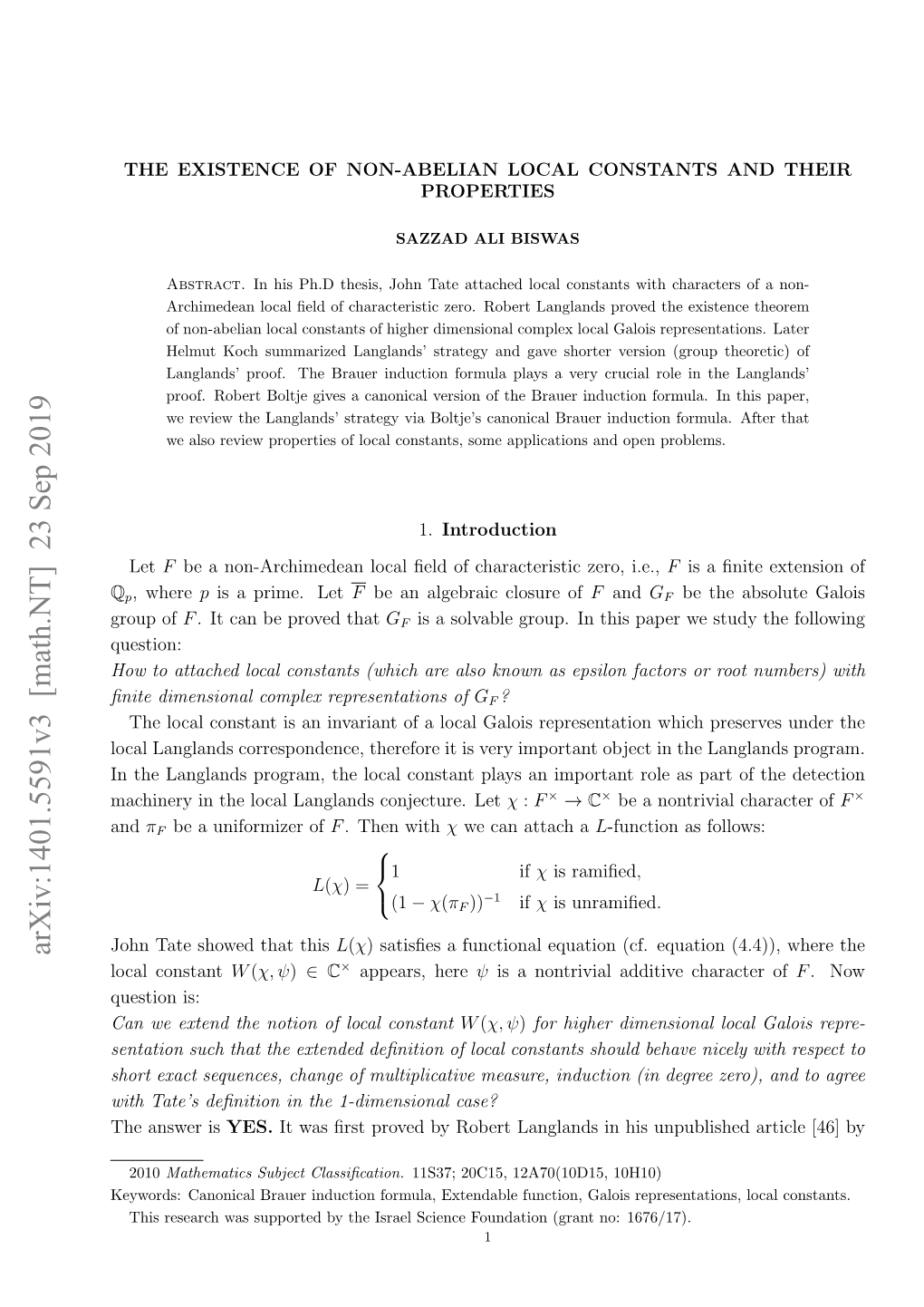 The Existence of Non-Abelian Local Constants and Their Properties