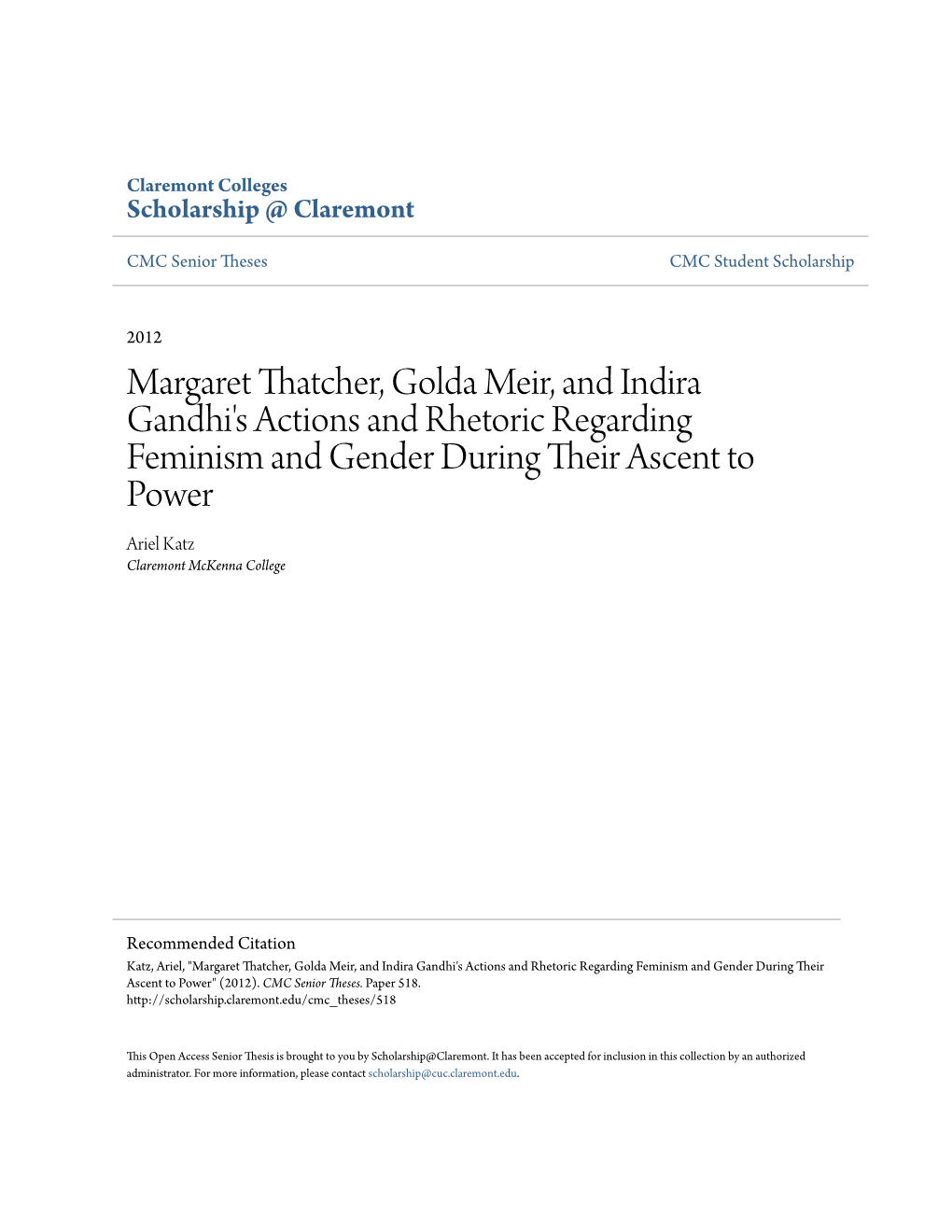 Margaret Thatcher, Golda Meir, and Indira Gandhi's Actions And