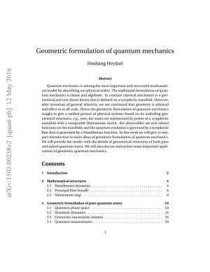 Geometric Formulation of Quantum Mechanics