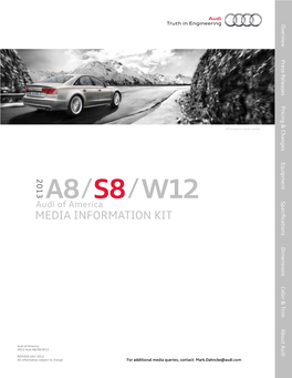2013 Audi A8/S8/W12 Media Information