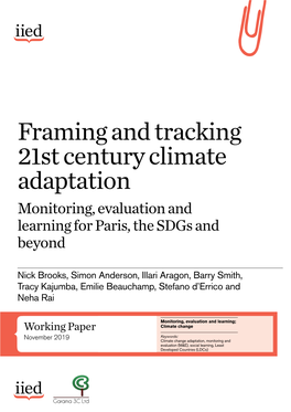 Framing and Tracking 21St Century Climate Adaptation Monitoring, Evaluation and Learning for Paris, the Sdgs and Beyond