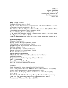 Early American Reading List 2010.Pdf