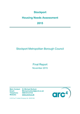 Stockport Housing Needs Assessment 2015