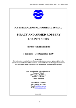 Piracy and Armed Robbery Against Ships – 2019 Annual Report