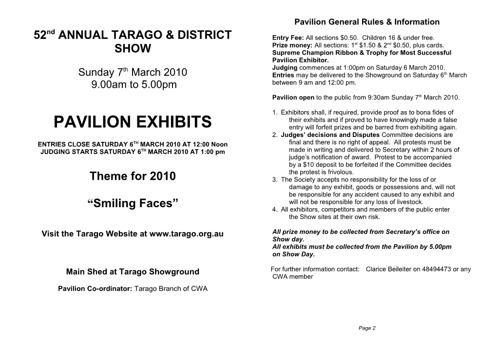 47Th ANNUAL TARAGO & DISTRICT SHOW