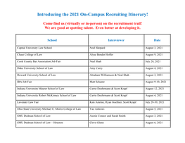 Introducing the 2021 On-Campus Recruiting Itinerary!