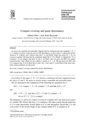 Compact Covering and Game Determinacy