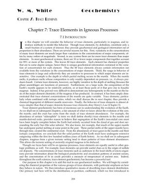 WM White Geochemistry Chapter 7: Trace Elements