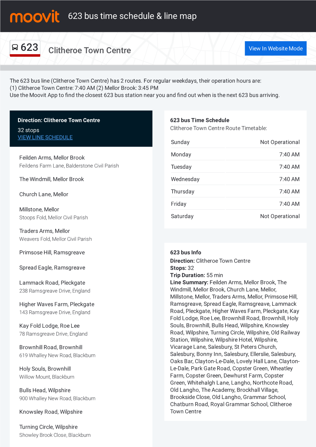 623 Bus Time Schedule & Line Route