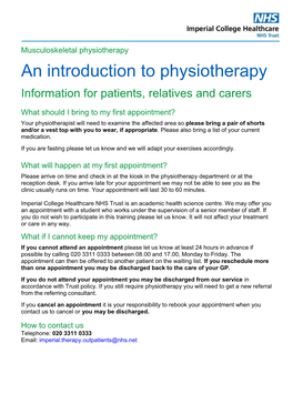 An Introduction to Physiotherapy at Charing Cross Hospital