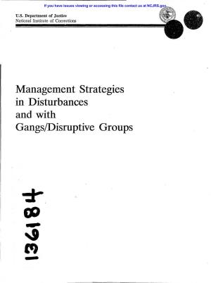 Management Strategies in Disturbances and with Gangs/Disruptive Groups APR ,::; F992 L