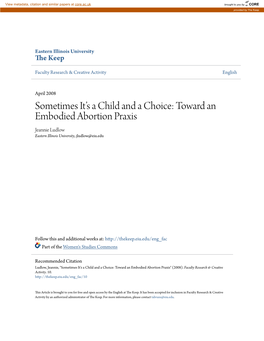 Sometimes It's a Child and a Choice: Toward an Embodied Abortion Praxis