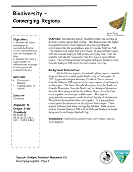 Biodiversity – Converging Regions