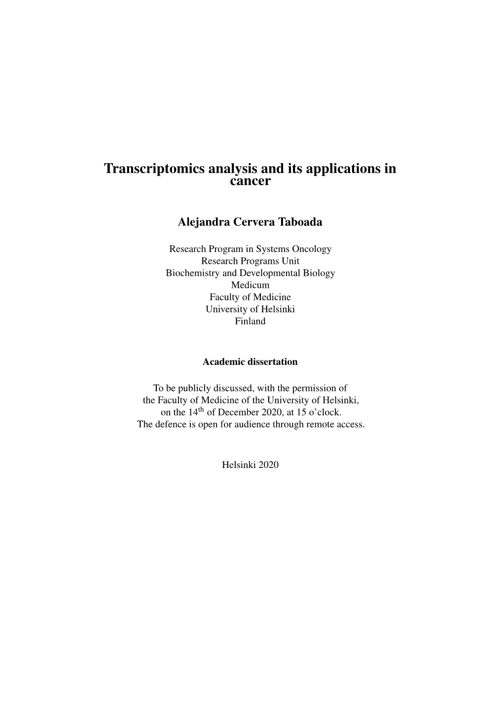 Transcriptomics Analysis and Its Applications in Cancer