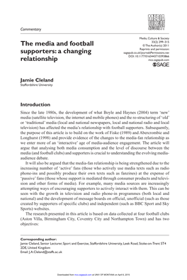 The Media and Football Supporters, at Coventry City, the Coventry Evening Telegraph Had Had Mechanisms in Place to Interact with Supporters