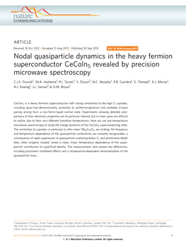 Nodal Quasiparticle Dynamics in the Heavy Fermion Superconductor Cecoin5 Revealed by Precision Microwave Spectroscopy