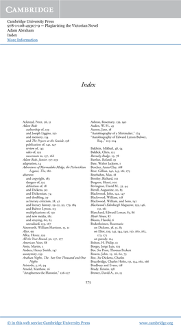 Cambridge University Press 978-1-108-49307-9 — Plagiarizing the Victorian Novel Adam Abraham Index More Information