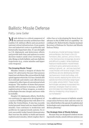 Ballistic Missile Defense Patty-Jane Geller