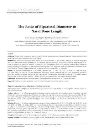 The Ratio of Biparietal Diameter to Nasal Bone Length