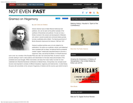 Gramsci on Hegemony - Not Even Past