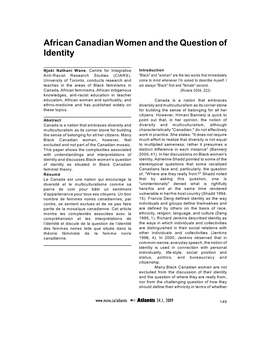 African Canadian Women and the Question of Identity
