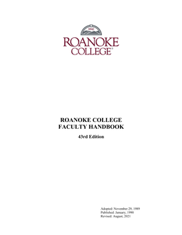 Roanoke College Faculty Handbook