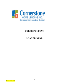 Correspondent Loan Manual Table of Contents