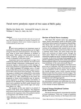 Facial Nerve Paralysis: Report of Two Cases of Bell's Palsy