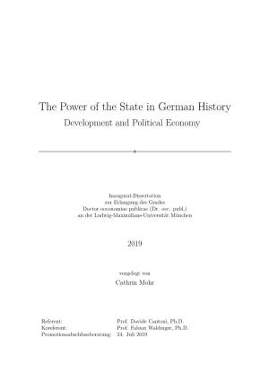 The Power of the State in German History Development and Political Economy