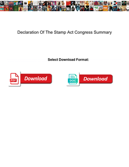 Declaration of the Stamp Act Congress Summary