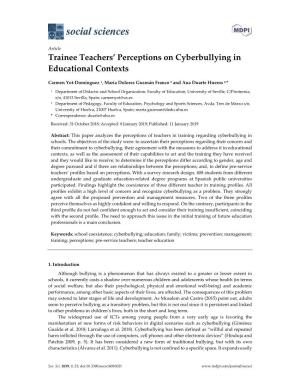 Trainee Teachers' Perceptions on Cyberbullying In