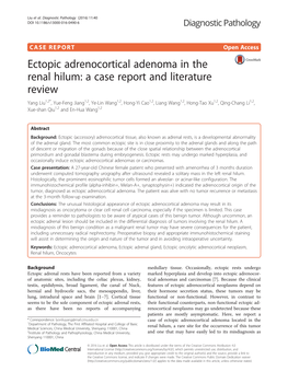 Ectopic Adrenocortical Adenoma in the Renal Hilum