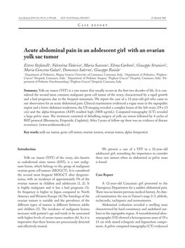 Acute Abdominal Pain in an Adolescent Girl with an Ovarian Yolk
