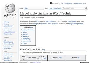 List of Radio Stations in West Virginia